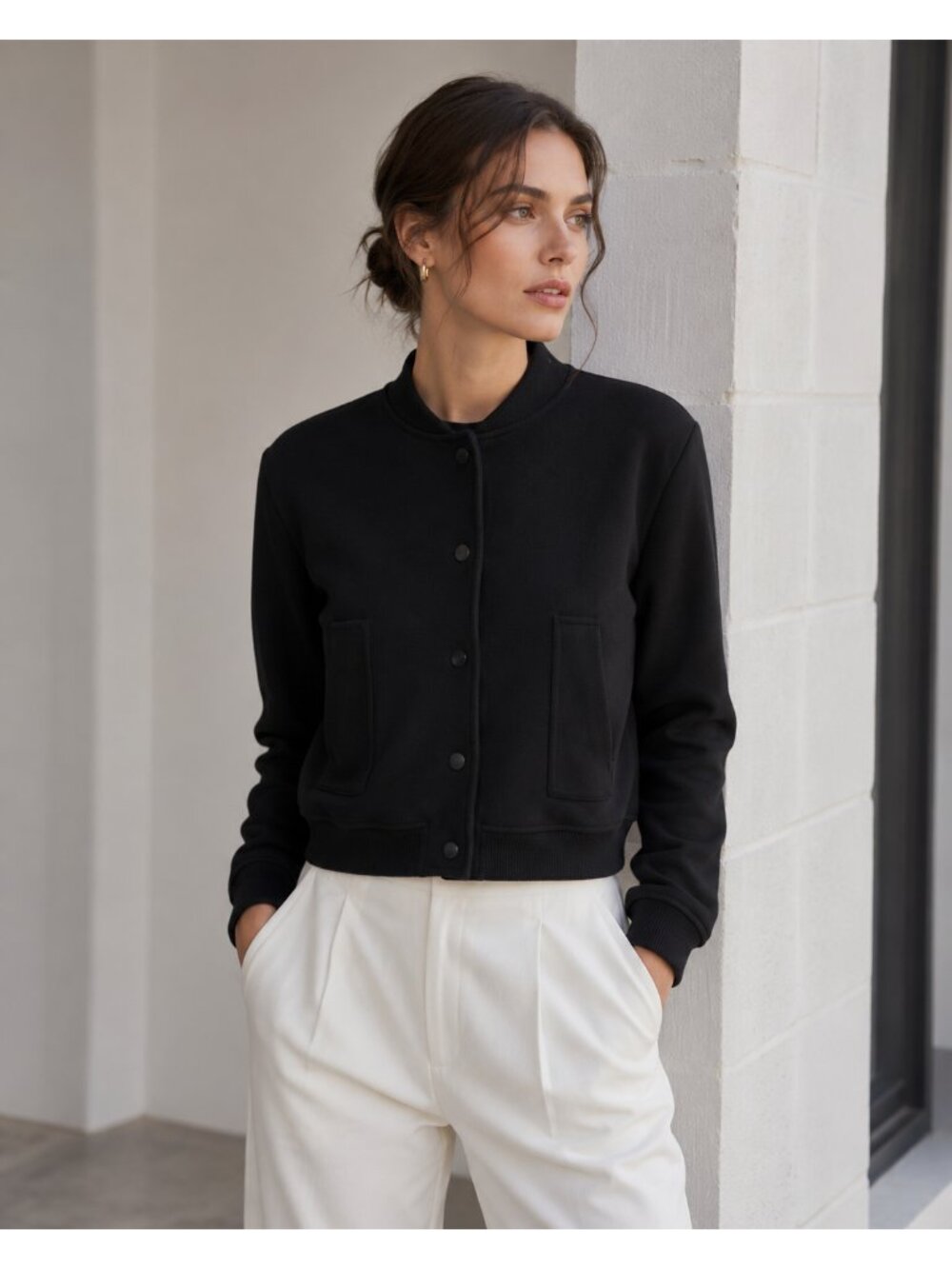 Mint Velvet Cropped Bomber Jacket jacket Black Size Small